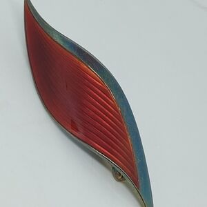 * vintage 925 signed Albert Scharning Norway red enamel pin brooch